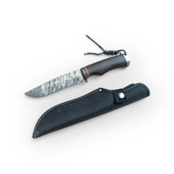 Ловен нож с дървена дръжка и дамасково острие – 27 см