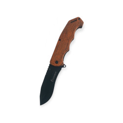 Полуавтоматичен сгъваем нож с дървена дръжка и клипс за колан
