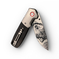 Полуавтоматичен сгъваем нож с гравирано острие и ергономична дръжка