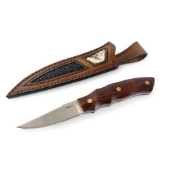 Ловен нож TUREN EDC 14C28N – сандалово дърво, кожена кания