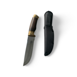 Класически ловен нож – 8Cr13Mov стомана, дървена дръжка и текстилна кания