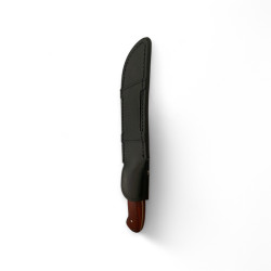 Ловен нож за открито – 420HC стомана, дървена дръжка и кожена кания