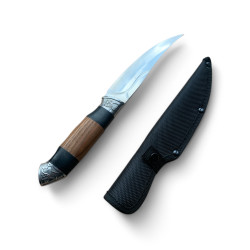 Ловен нож 8Cr13MoV с дървена дръжка и текстилна кания – 29 см