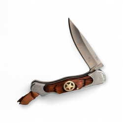 Сгъваем нож Model (S-285) с дървена дръжка и метални орнаменти – 17,4 см