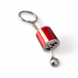 Ключодържател с червен лост за скорости – метален дизайн с подвижен механизъм - Адреналин в ръката ти