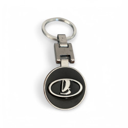 Метален ключодържател с въртяща връзка и черна кръгла емблема - Символ на стабилността