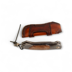 Сгъваем нож от дамаска стомана VG10 – 67 слоя, сачмен лагер и кожена кания