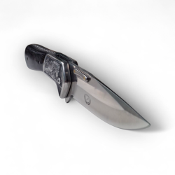 Сгъваем нож Columbia A3244 с гравюра на тигър – 22.5 см, 5Cr13Mov стомана и дървена дръжка