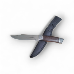 Ловен нож с класическо острие и дървена дръжка с метални орнаменти – 28 см