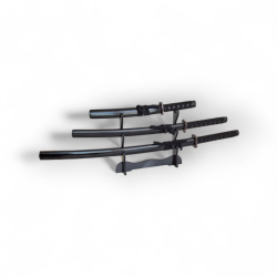 Комплект от три японски меча - катана, вакизаши и танто с поставка