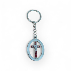 Метален ключодържател с въртящ се кръст и Христово Разпятие – 4х3 см  : Вярата в движение