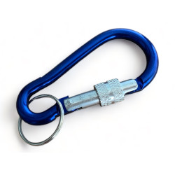 Син алуминиев карабинер с винтова муфа – 75 мм : Синята защита