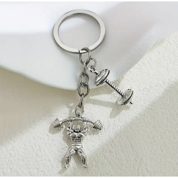 Метален ключодържател с културист и щанга : Железен дух