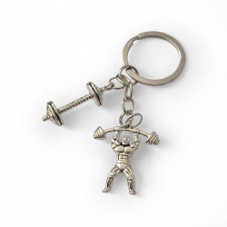 Метален ключодържател с културист и щанга : Железен дух