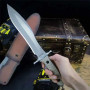 Кожена кания с релефен надпис RAMBO и тактически нож Ловен нож Rambo Last Blood – реплика от филма с бежова дръжка