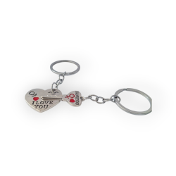 Комплект метални ключодържатели – Сърце и ключ „I LOVE YOU“ : Ключ към сърцето