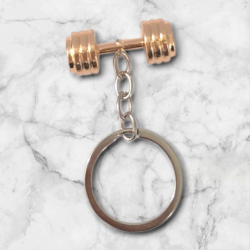 Метален ключодържател с дъмбел – златист - Златната сила