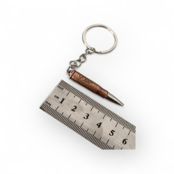 Метален ключодържател куршум – бронзов цвят, гравирано лого - Изстрел от решителност