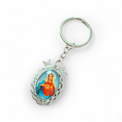 Метален ключодържател със Света Богородица – овален медальон  : Мир и защита