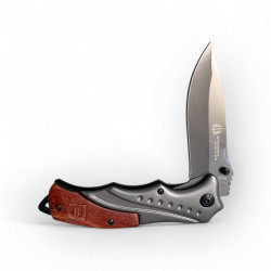 Сгъваем полуавтоматичен нож за лов и риболов – стомана 3Cr13, дървени чирени