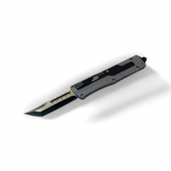 OTF автоматичен нож "Carbon Edge" – танто острие и ръкохватка с карбонова текстура