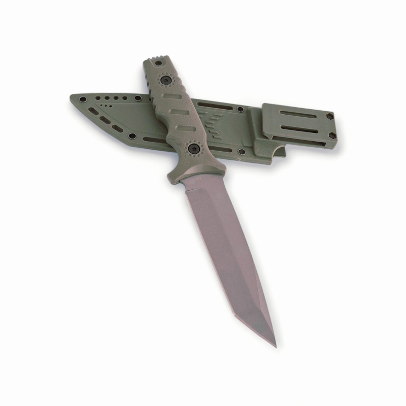 Ловен нож с Kydex кания – комплект в цвят Green G10 Тактически ловен нож с D2 острие и зелена G10 дръжка
