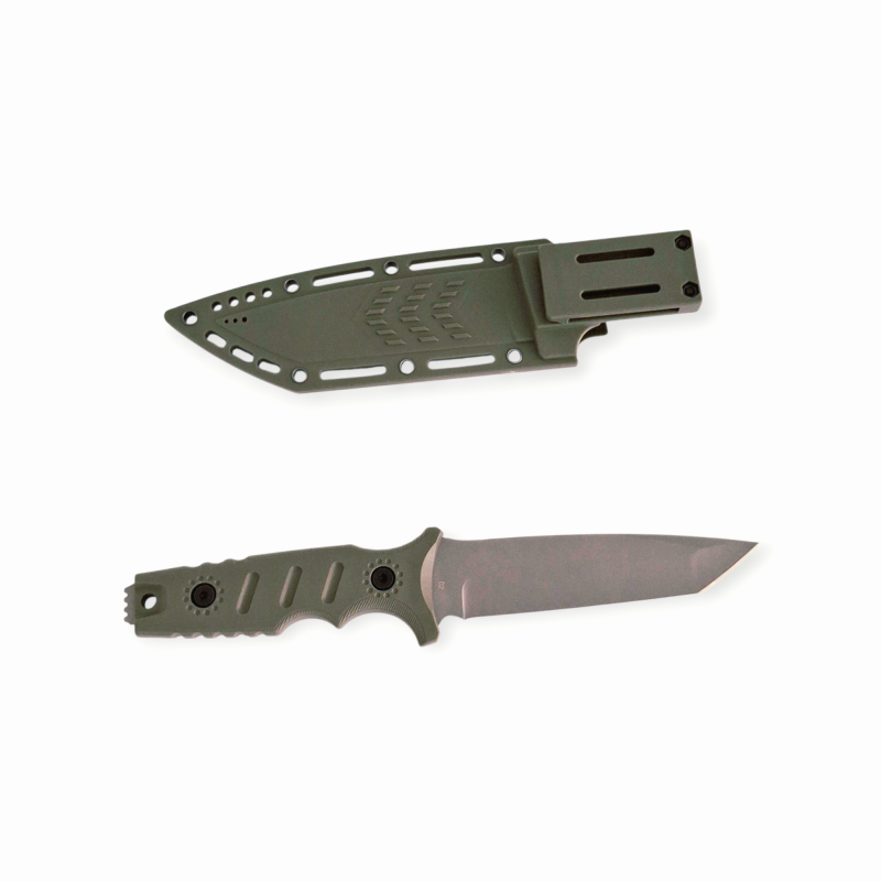 Ловен нож с Kydex кания – комплект в цвят Green G10 Тактически ловен нож с D2 острие и зелена G10 дръжка