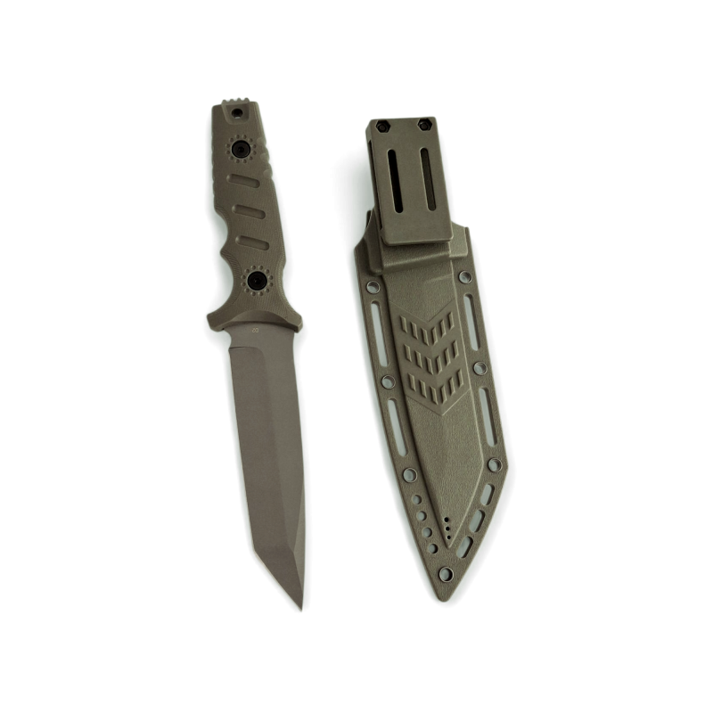 Ловен нож с Kydex кания – комплект в цвят Green G10 Тактически ловен нож с D2 острие и зелена G10 дръжка