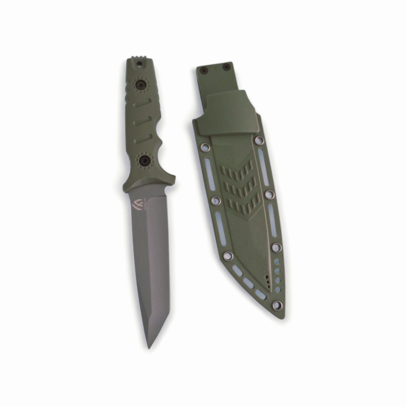 Ловен нож с Kydex кания – комплект в цвят Green G10 Тактически ловен нож с D2 острие и зелена G10 дръжка