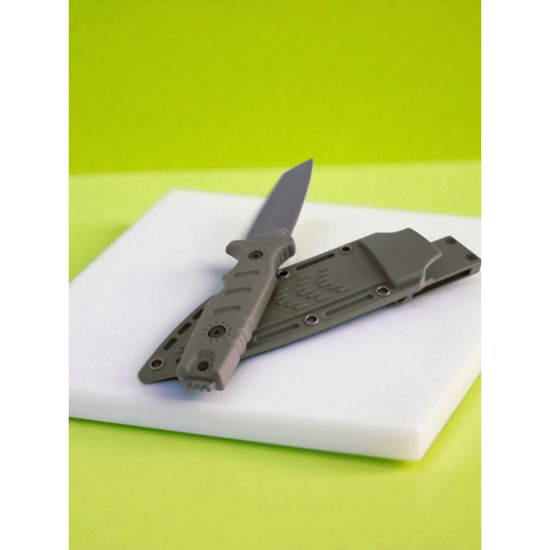 Ловен нож с Kydex кания – комплект в цвят Green G10 Тактически ловен нож с D2 острие и зелена G10 дръжка