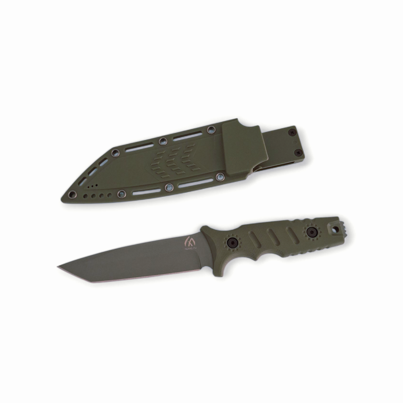 Ловен нож с Kydex кания – комплект в цвят Green G10 Тактически ловен нож с D2 острие и зелена G10 дръжка