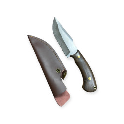 Универсален ловен нож с дървена дръжка и кожена кания – стомана 65Х13, 24.3 см