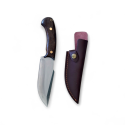 Универсален ловен нож с дървена дръжка и кожена кания – стомана 65Х13, 24.3 см