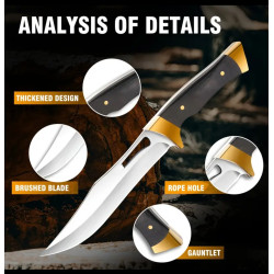 Ловен нож "Outland Gold" – острие от неръждаема стомана, ергономична дръжка и кожена кания