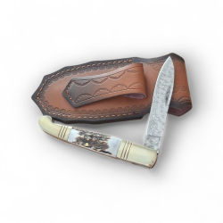 Сгъваем нож "Damascus Elk 210" с VG10 дамаска стомана и дръжка от еленов рог