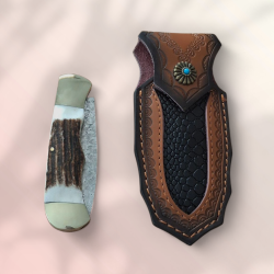 Сгъваем нож "Forest Antler 195" с дамаска VG10 стомана и еленов рог