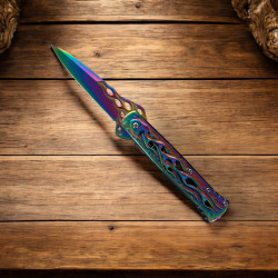 Сгъваем нож "Inferno Flare" – титаниево покритие и релефен дизайн с пламъци