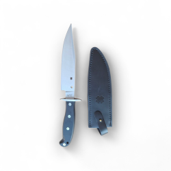 Ловен нож Vex Gear "Black Respekt Bowie" – кована стомана, G-10 дръжка и ръчна кания