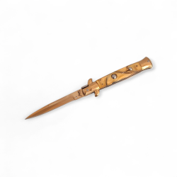 Автоматичен сгъваем нож „Golden Classic Stiletto“ – 440C стомана и златиста дръжка