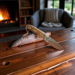 Ловен нож Old Pine – Компактен, с остро 7Cr17Mov острие и кожена кания