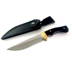 Ловен нож Black Timber – 440C стомана, дървена дръжка и кожена кания
