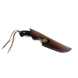 Ловен нож с фултанг конструкция и кожен калъф – 8Cr13MoV стомана, черешова дръжка