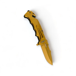 Сгъваем полуавтоматичен нож „Golden Rescue“ – 20 см, 440A стомана, метална дръжка