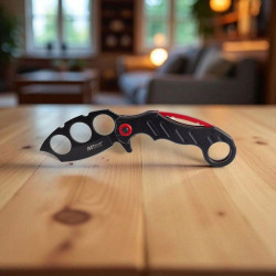 Сгъваем полуавтоматичен нож „Predator Claw“ – 22.2 см, 3Cr13 стомана, черно-червен дизайн