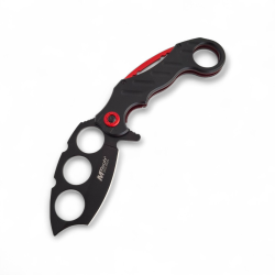 Сгъваем полуавтоматичен нож „Predator Claw“ – 22.2 см, 3Cr13 стомана, черно-червен дизайн