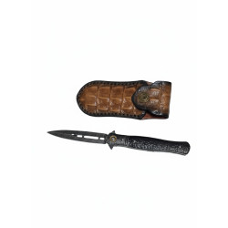 Сгъваем полуавтоматичен нож DragonScale VG10 Damascus – с кожен калъф