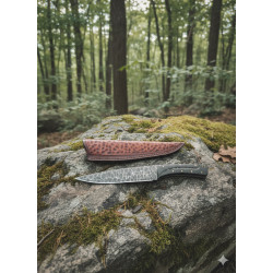 Ловен нож с релефно острие и абаносова дръжка – 7Cr17Mov, кания от телешки бланк