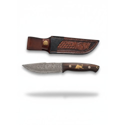 Ловен нож с дамаска стомана VG-10 и орехова дръжка – ръчна изработка