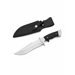 Ловен нож „Shadow Fang“ – 5Cr13MoV, дръжка от махагон и метал, кания от естествена кожа