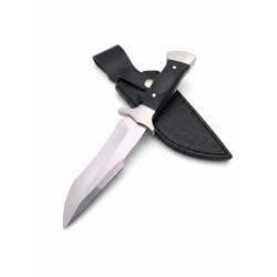 Ловен нож „Shadow Fang“ – 5Cr13MoV, дръжка от махагон и метал, кания от естествена кожа